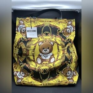 Moschino Black and Gold Teddy Bear Backpack